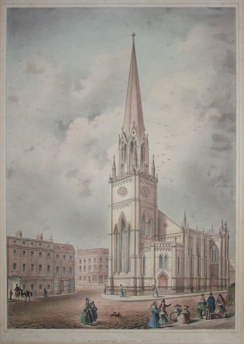 Lithograph - St. Michael's Church, Bath - Hollway